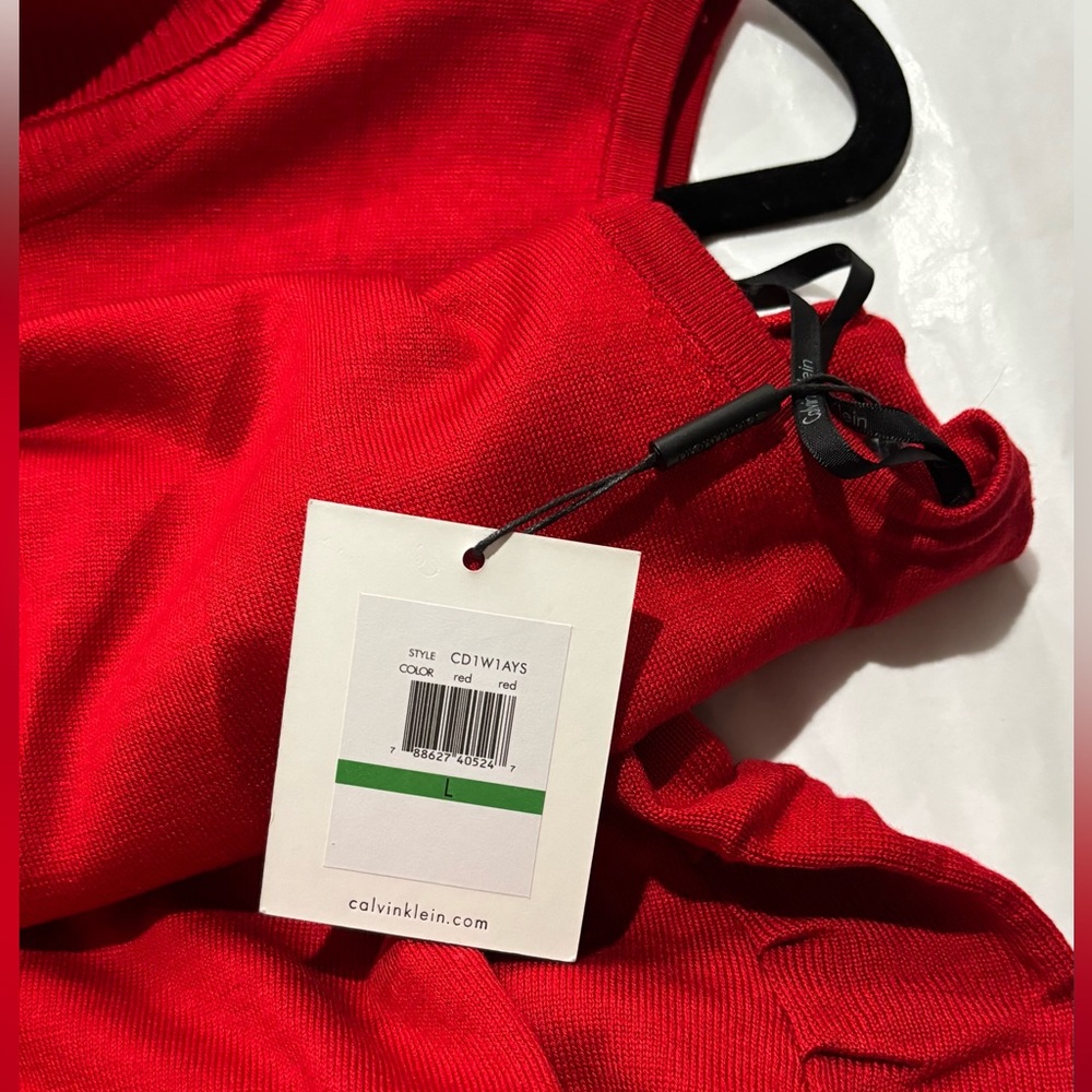 New Calvin Klein Sleeveless Ruched
Sweater Red Dress - Size L - Picture 6 of 8